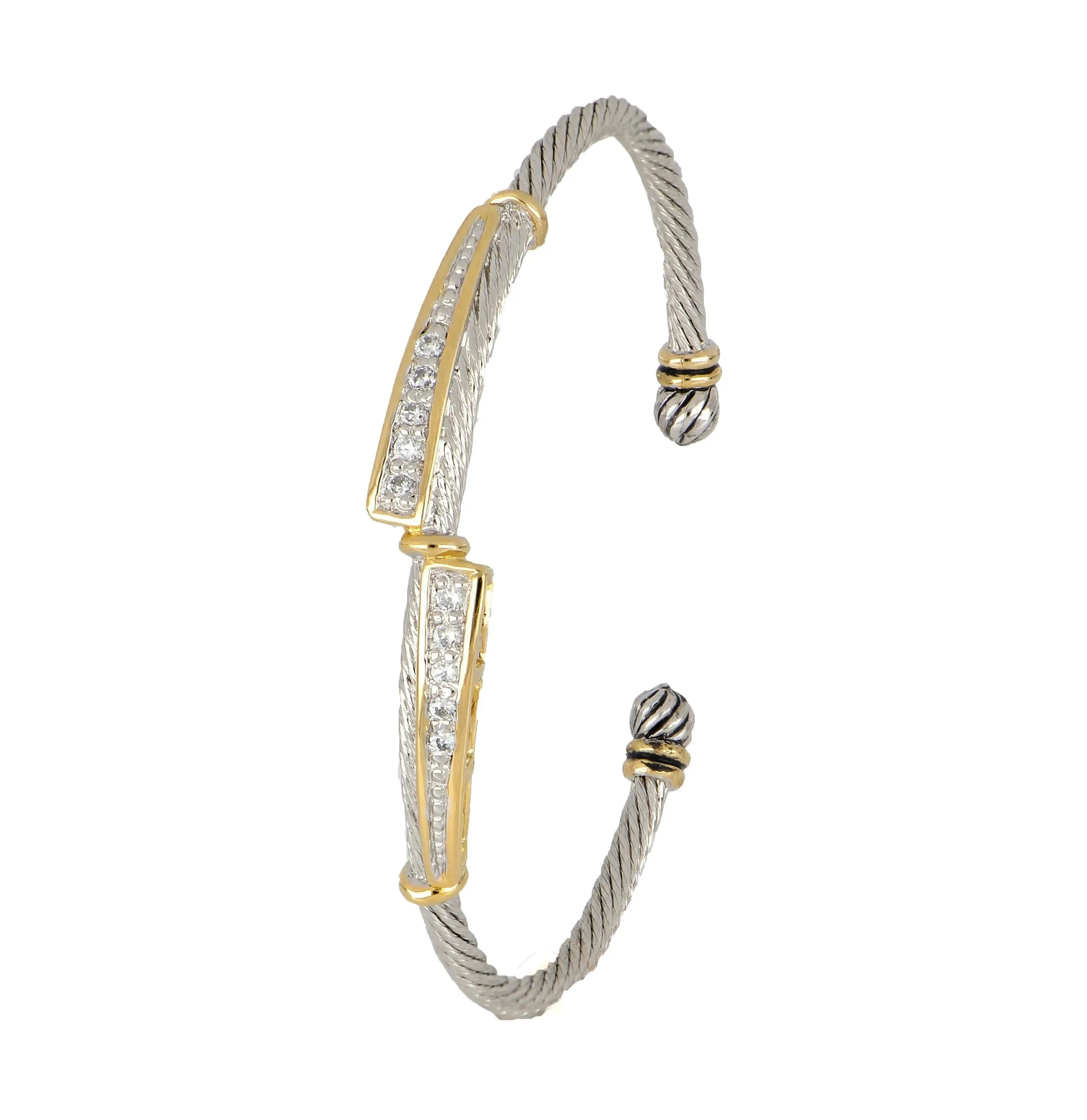 Celebration Petite Pavé - Dual Channel Wire Cuff Bracelet