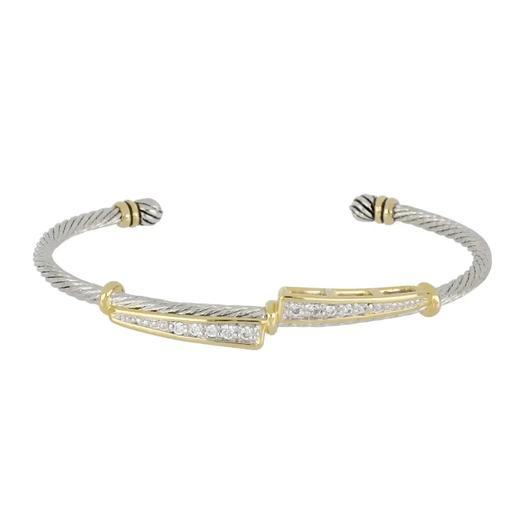 Celebration Petite Pavé - Dual Channel Wire Cuff Bracelet