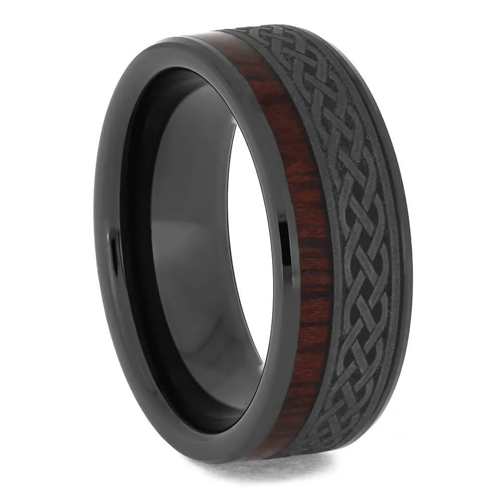 Celtic Men's Wedding Band With Wood