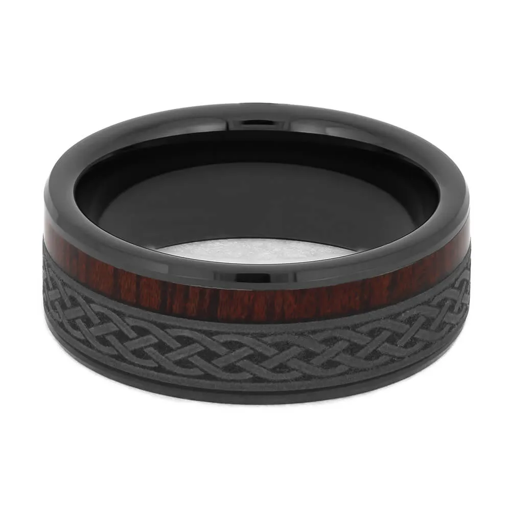 Celtic Men's Wedding Band With Wood