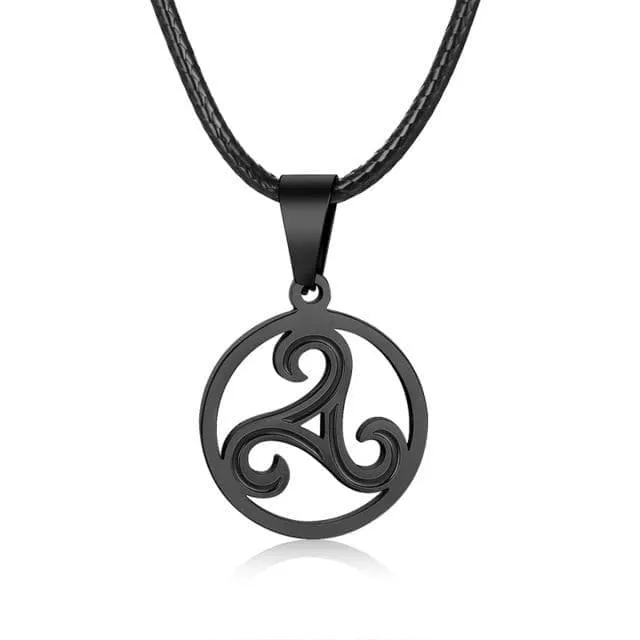 Celtic Triskelion Stainless Steel Pendant Necklace
