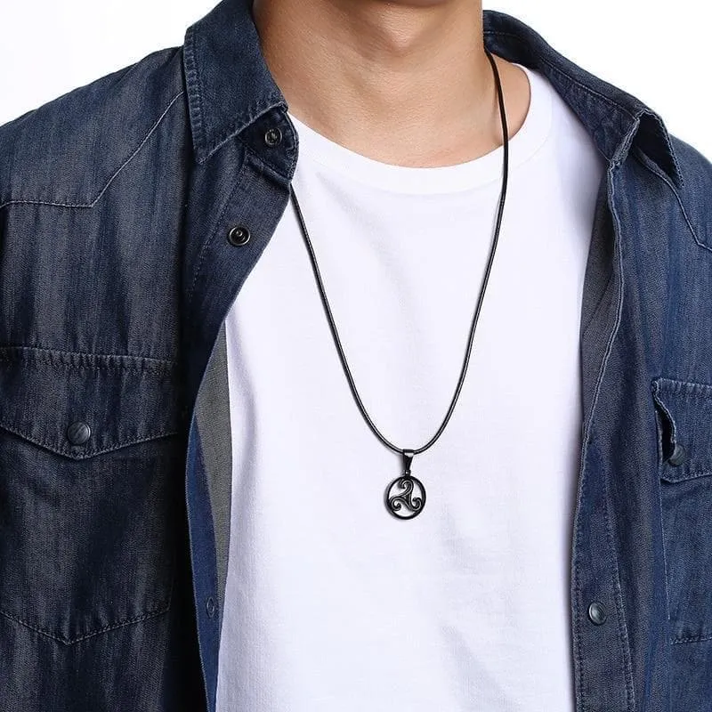 Celtic Triskelion Stainless Steel Pendant Necklace