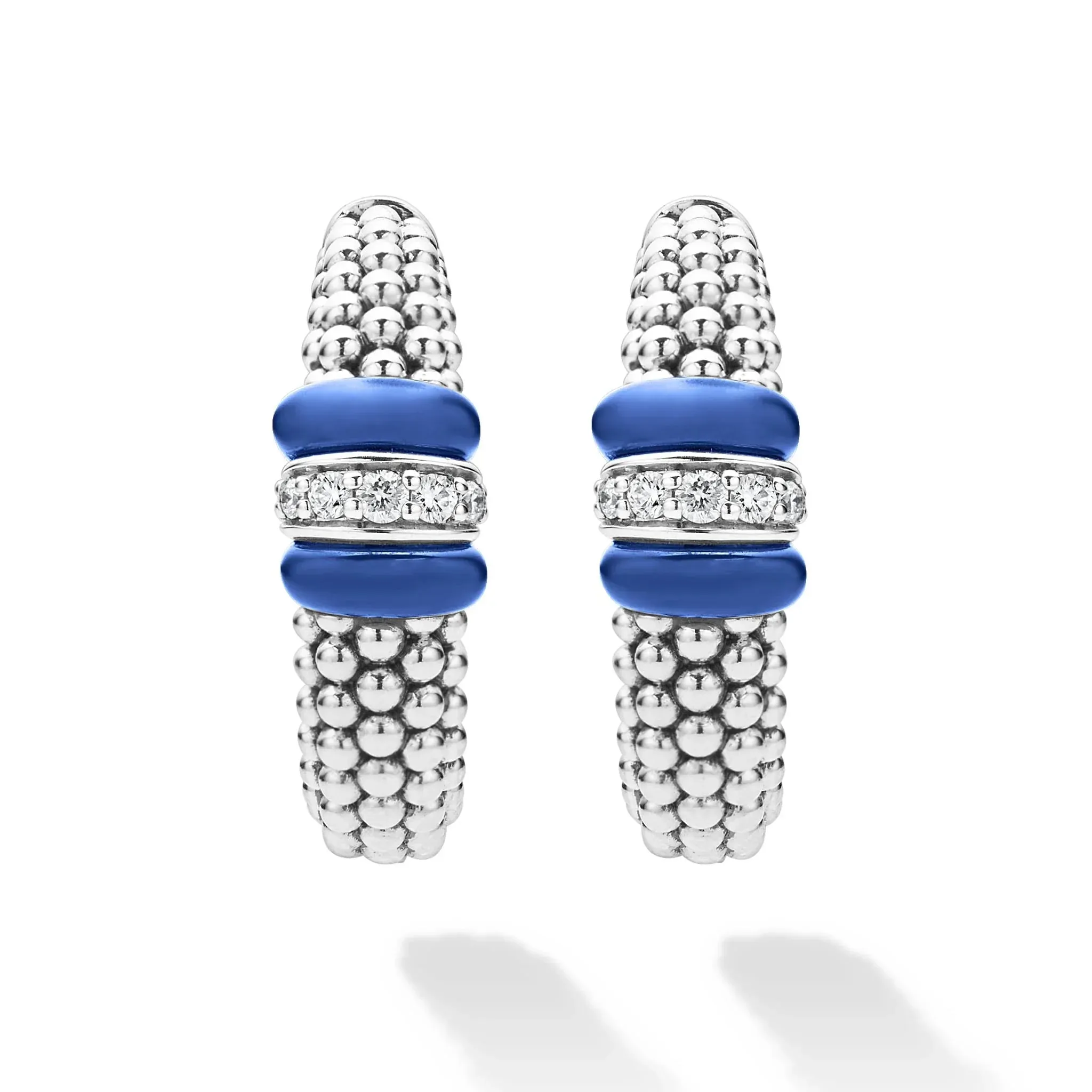 Ceramic Caviar Diamond Hoop Earrings