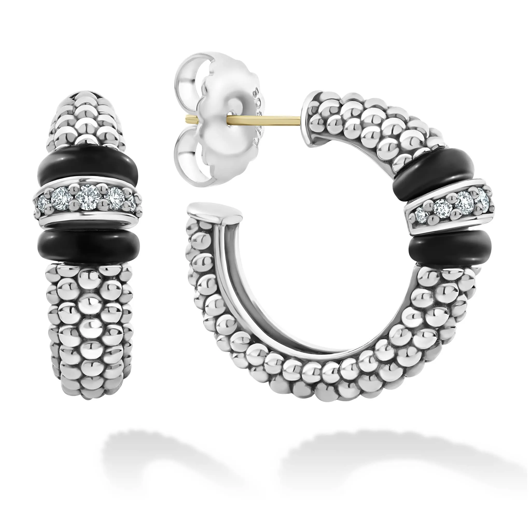 Ceramic Caviar Diamond Hoop Earrings