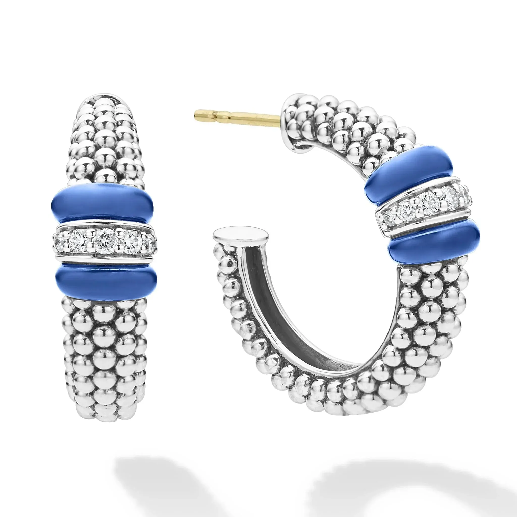 Ceramic Caviar Diamond Hoop Earrings