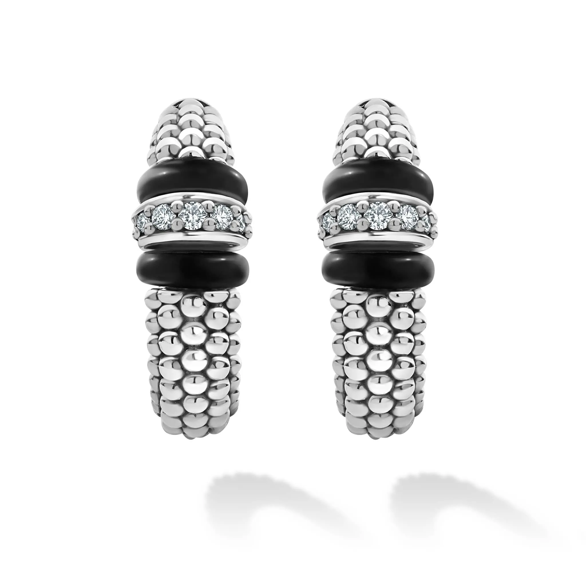 Ceramic Caviar Diamond Hoop Earrings