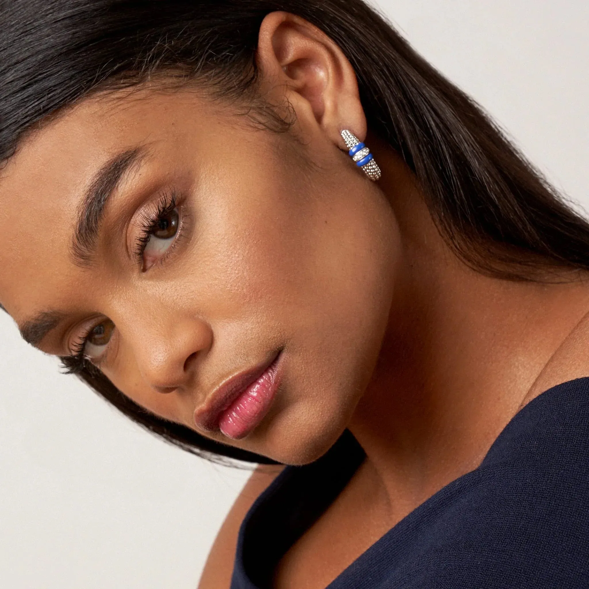 Ceramic Caviar Diamond Hoop Earrings