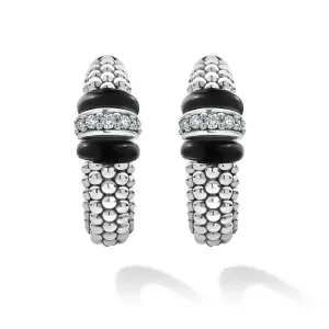 Ceramic Caviar Diamond Hoop Earrings