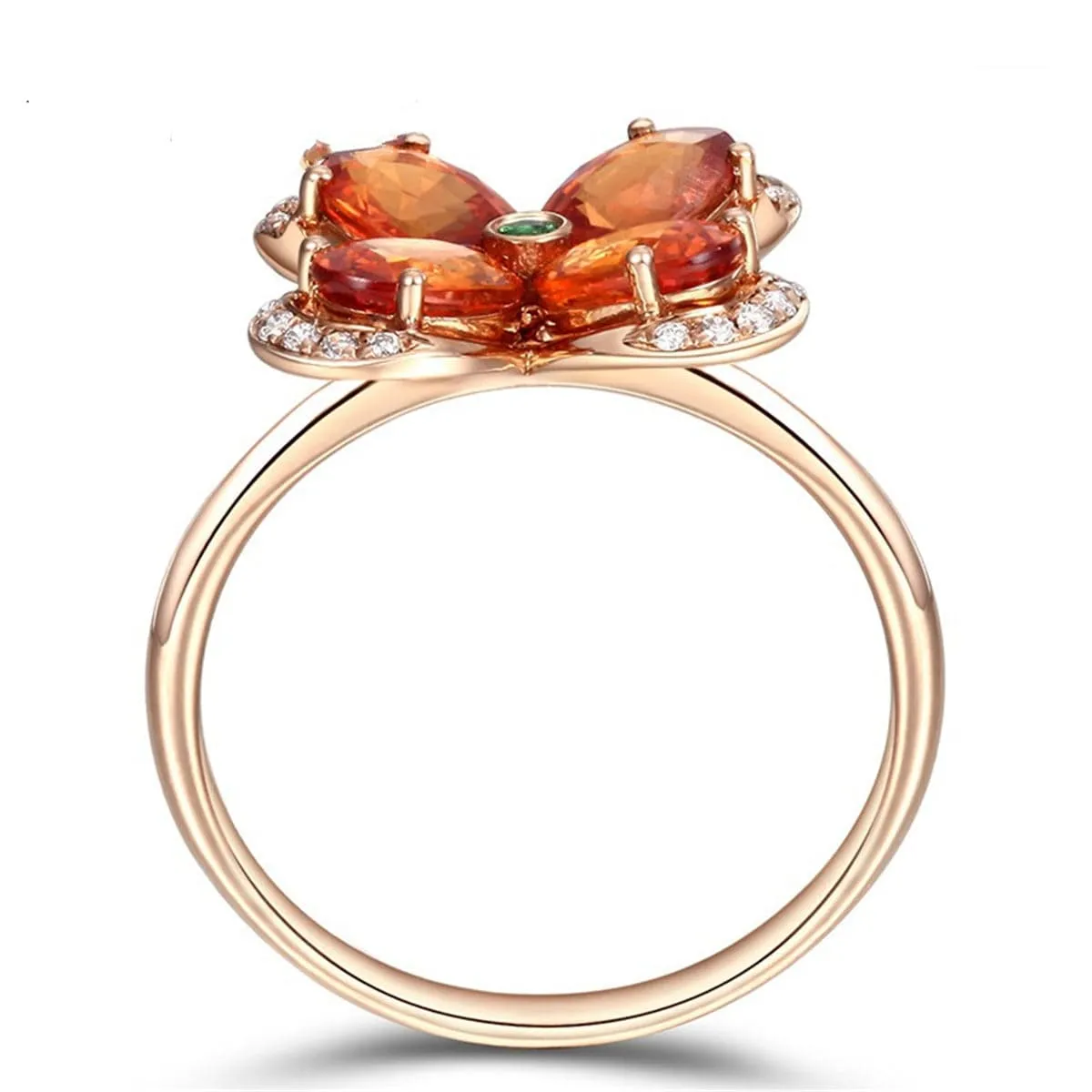 Champagne Crystal & Cubic Zirconia Clover Ring