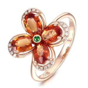Champagne Crystal & Cubic Zirconia Clover Ring