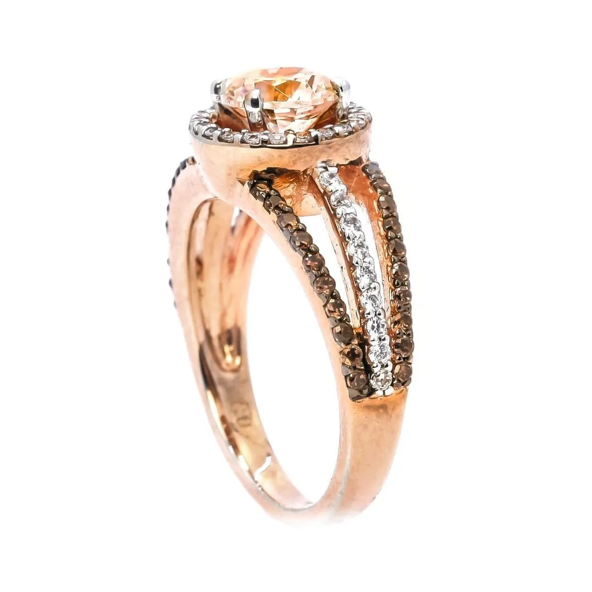 Champagne Cubic Zirconia & Crystal Round-Cut Halo Ring
