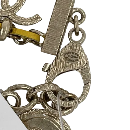CHANEL - CC Chain Link Gold Tone Leather Bracelet - New w/ Tags