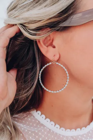 Charlise Hoop Earrings - Grey Blue