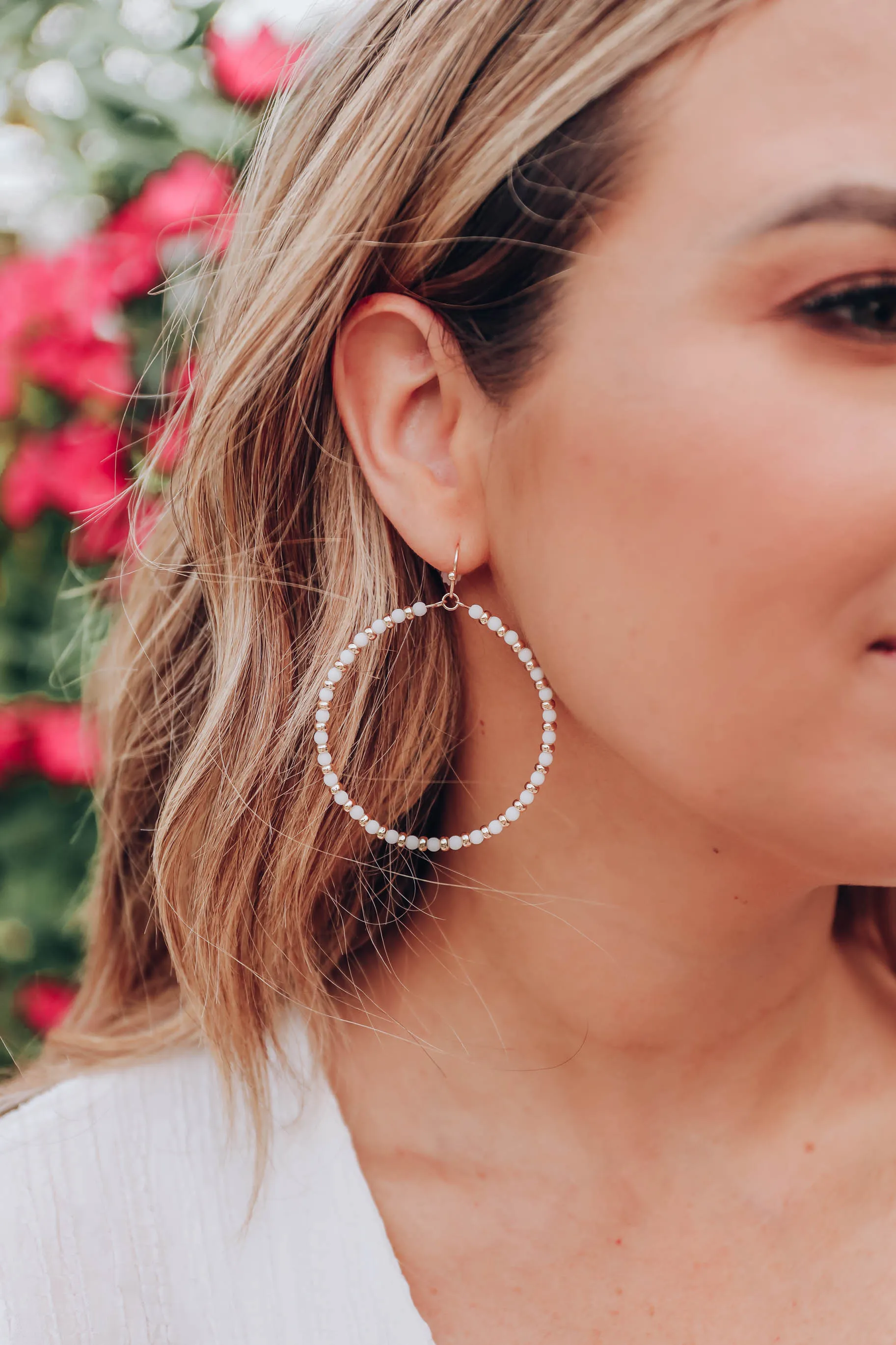 Charlise Hoop Earrings - White