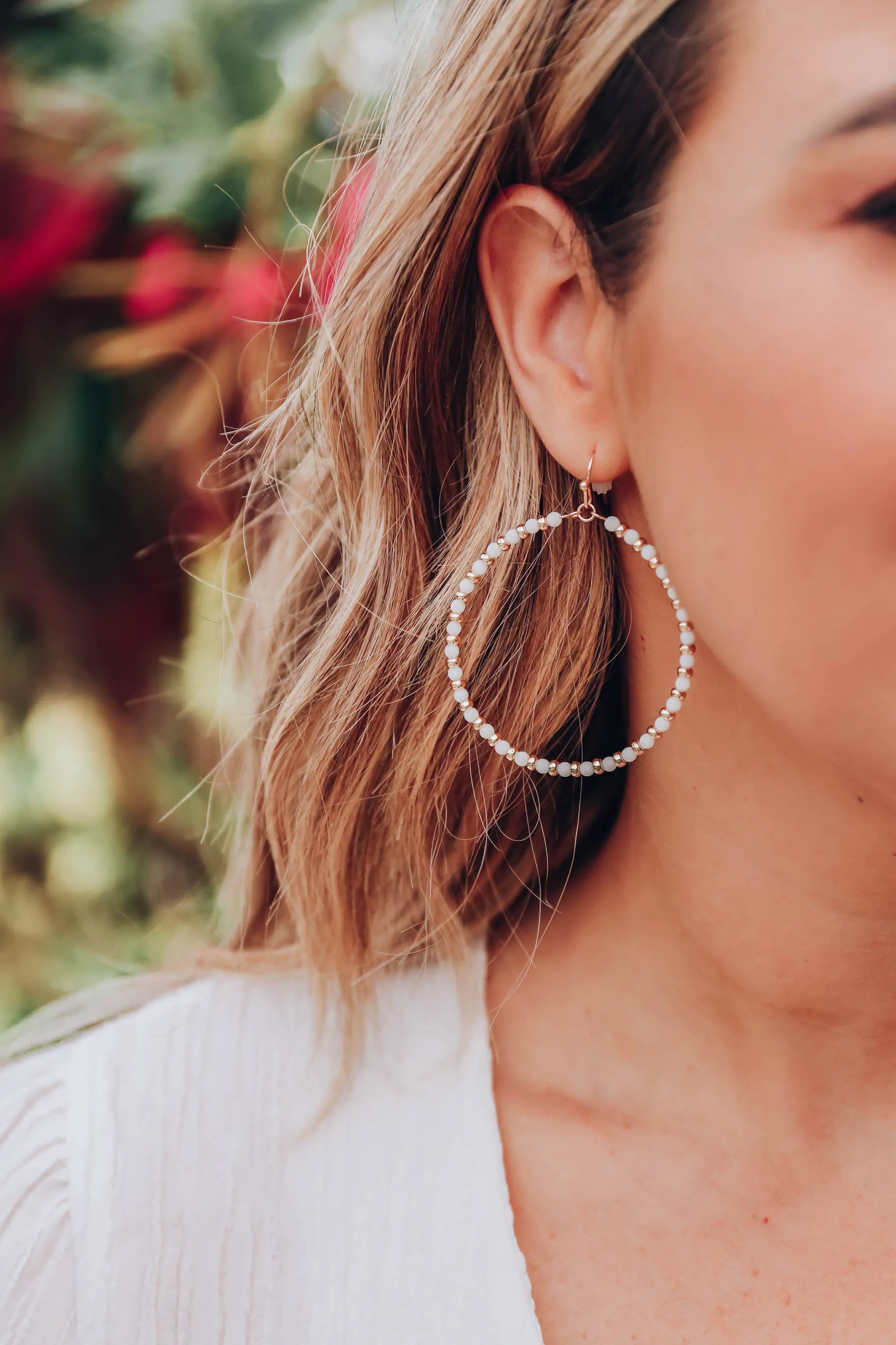 Charlise Hoop Earrings - White