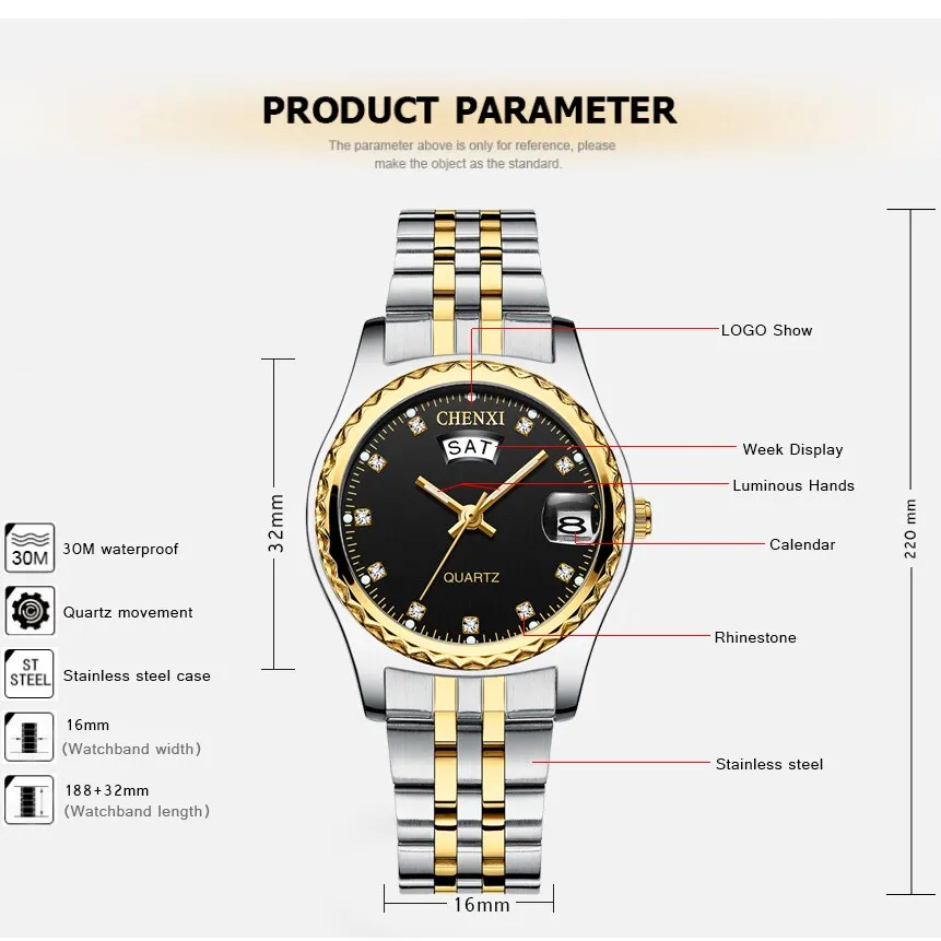 CHENXI Women Fashion Watches Ladies Gold Bracelet Wrist Watches Luxury Brand Gifts For Women Quartz Wristwatches Reloj Mujer