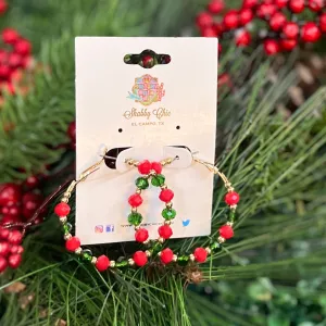 Christmas Beaded Hoop Earrings
