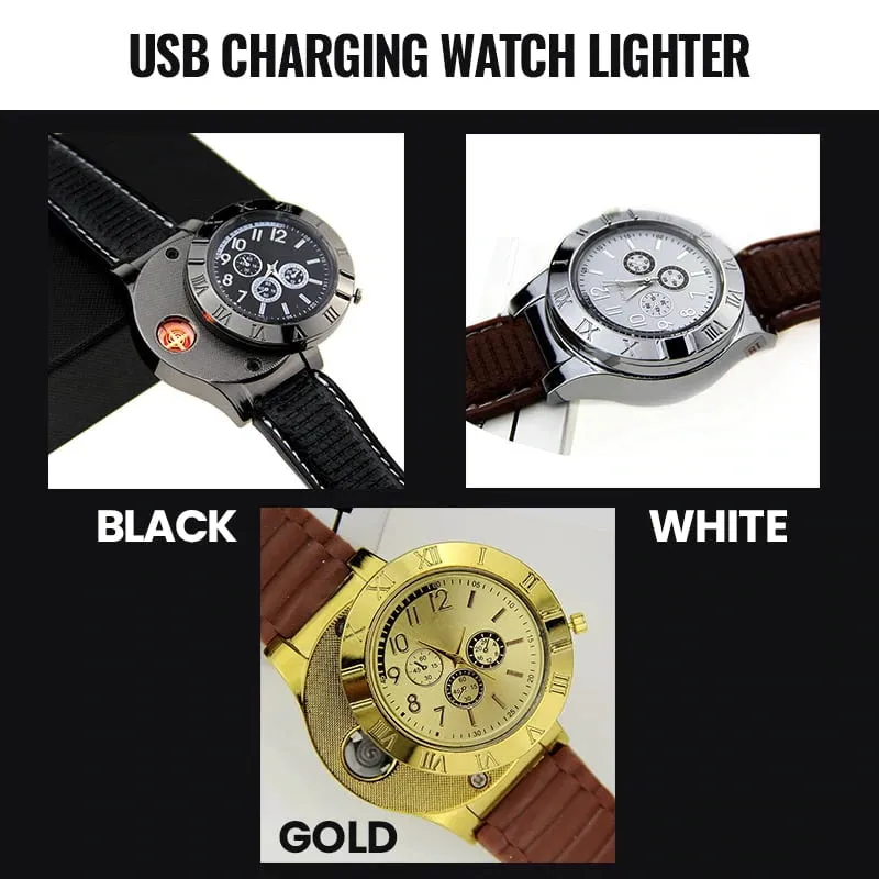 Cigarette Lighter Watches Unique Men's Lighter Watches Novelty Rechargeable USB Rechargeable Watches