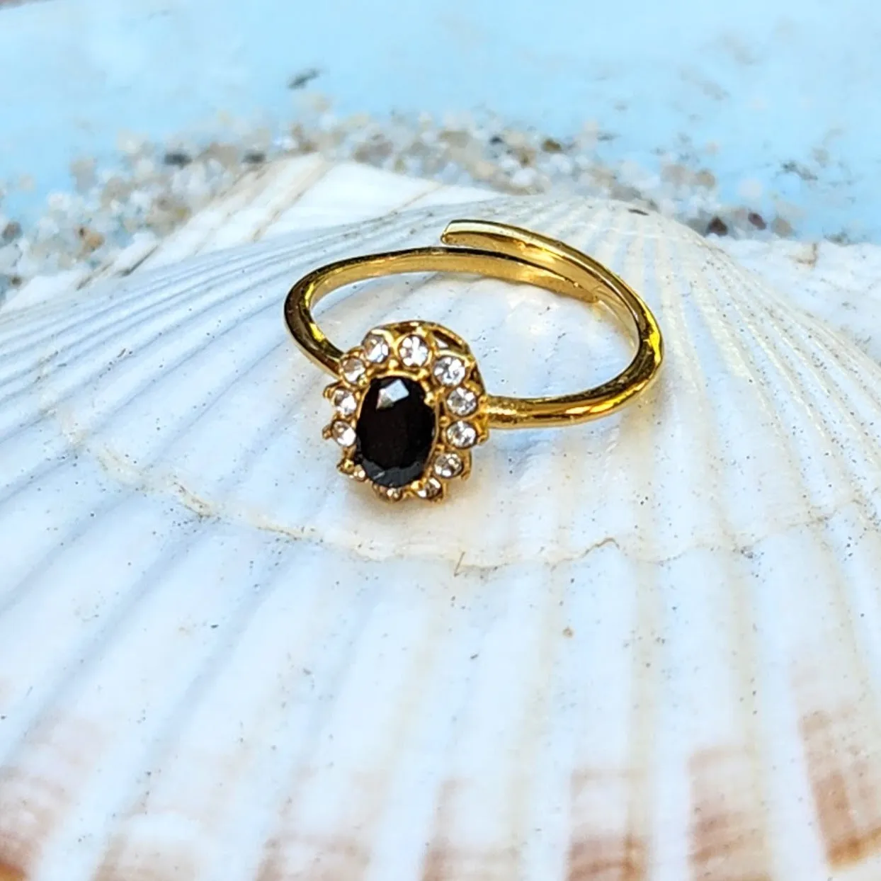 CINQ - CHOICE OF FIVE ADJUSTABLE  CUBIC ZIRCONIA WATERPROOF 18K GOLD RINGS