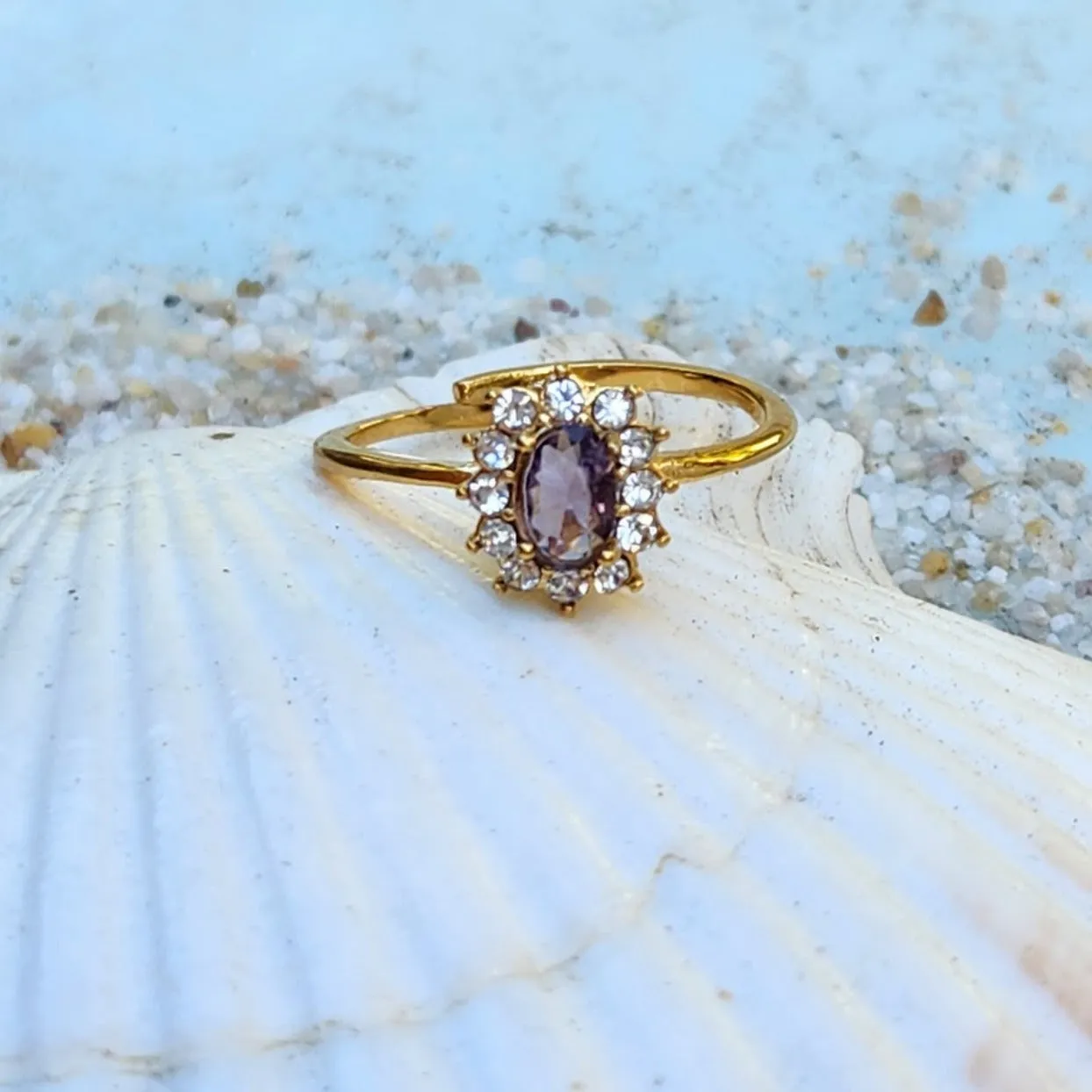 CINQ - CHOICE OF FIVE ADJUSTABLE  CUBIC ZIRCONIA WATERPROOF 18K GOLD RINGS