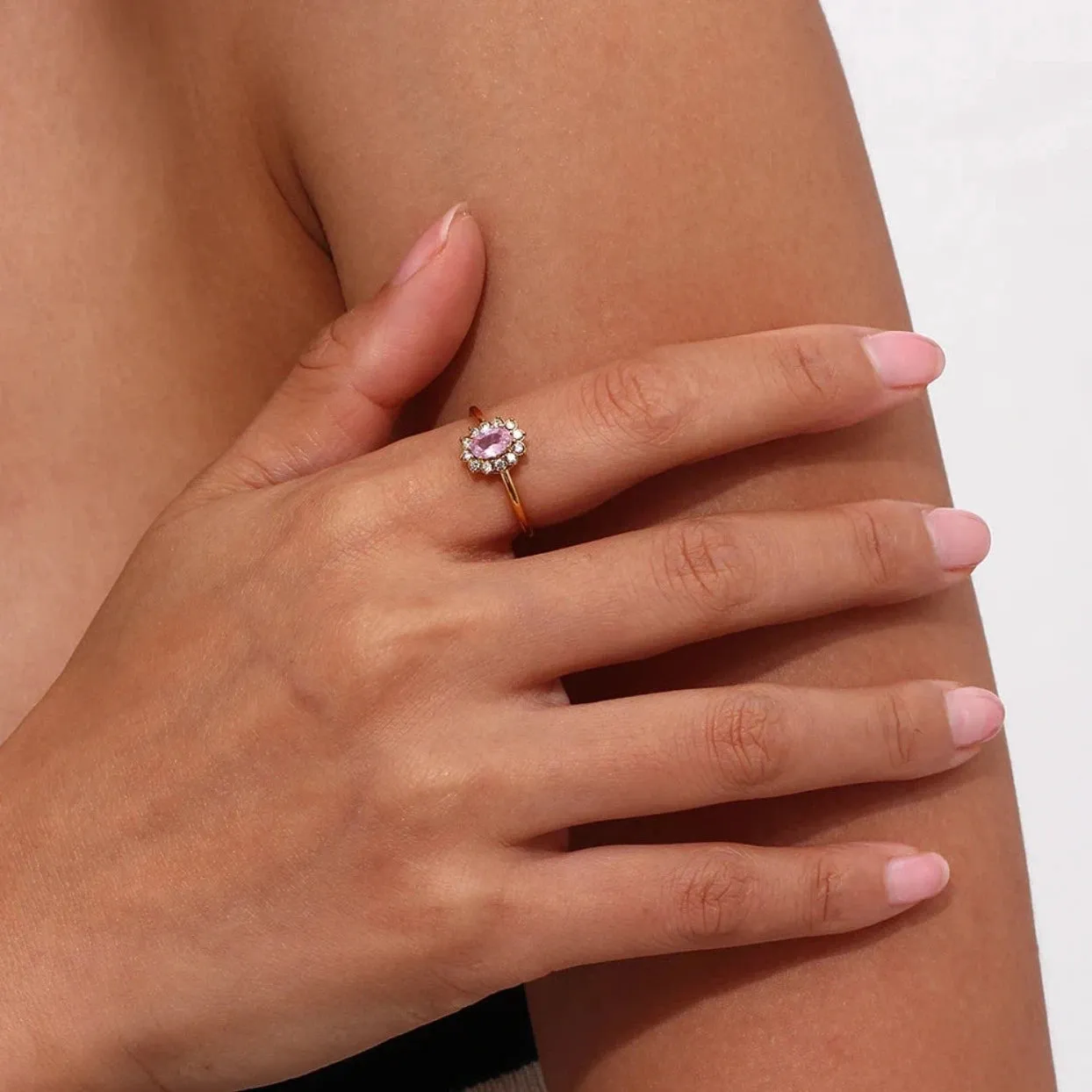 CINQ - CHOICE OF FIVE ADJUSTABLE  CUBIC ZIRCONIA WATERPROOF 18K GOLD RINGS