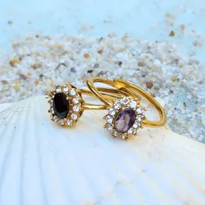 CINQ - CHOICE OF FIVE ADJUSTABLE  CUBIC ZIRCONIA WATERPROOF 18K GOLD RINGS