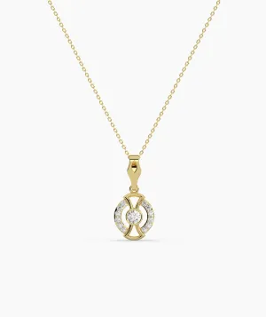 Circle Diamond Pendant Necklace