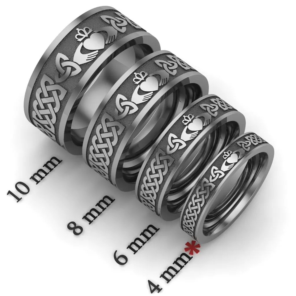 Claddagh Wedding Ring UCL1-TITAN4M-FLAT - TITANIUM
