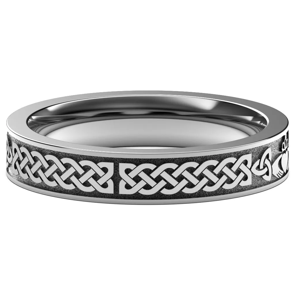 Claddagh Wedding Ring UCL1-TITAN4M-FLAT - TITANIUM