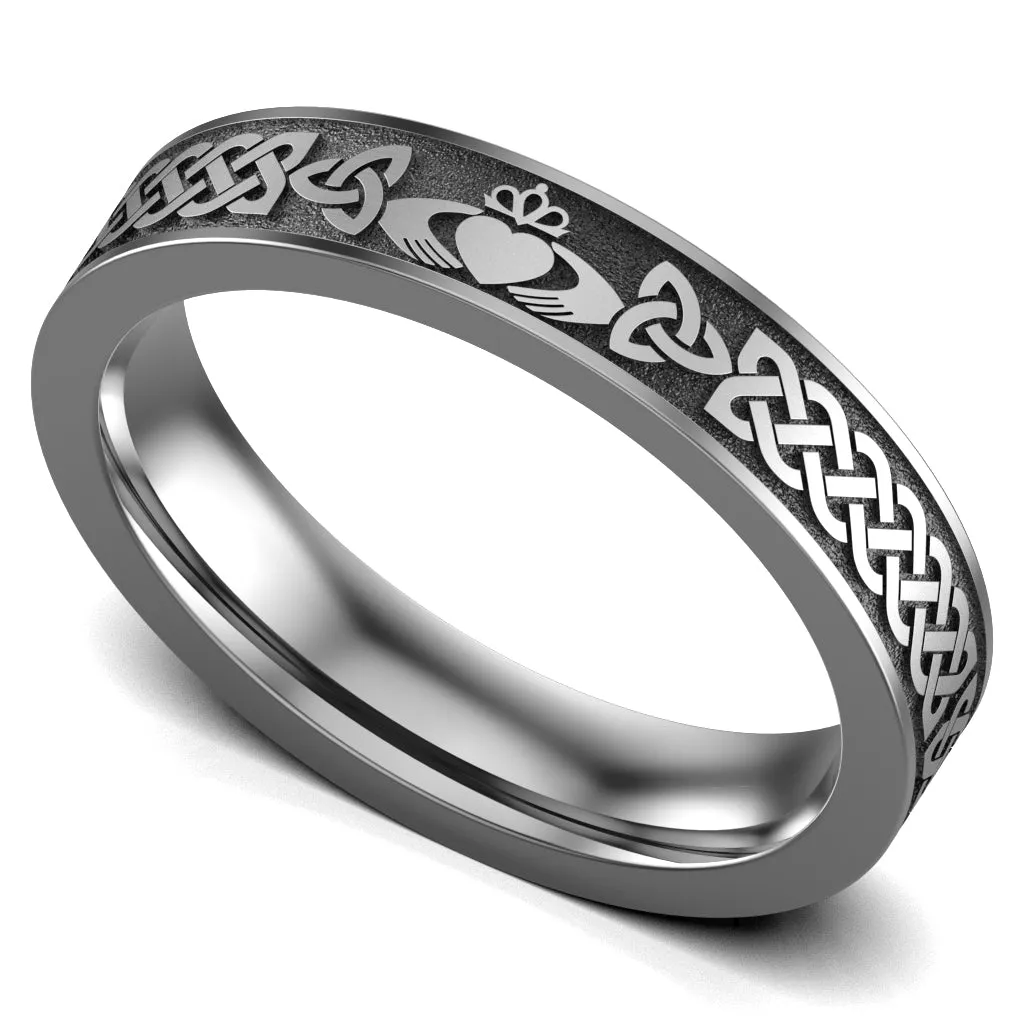 Claddagh Wedding Ring UCL1-TITAN4M-FLAT - TITANIUM