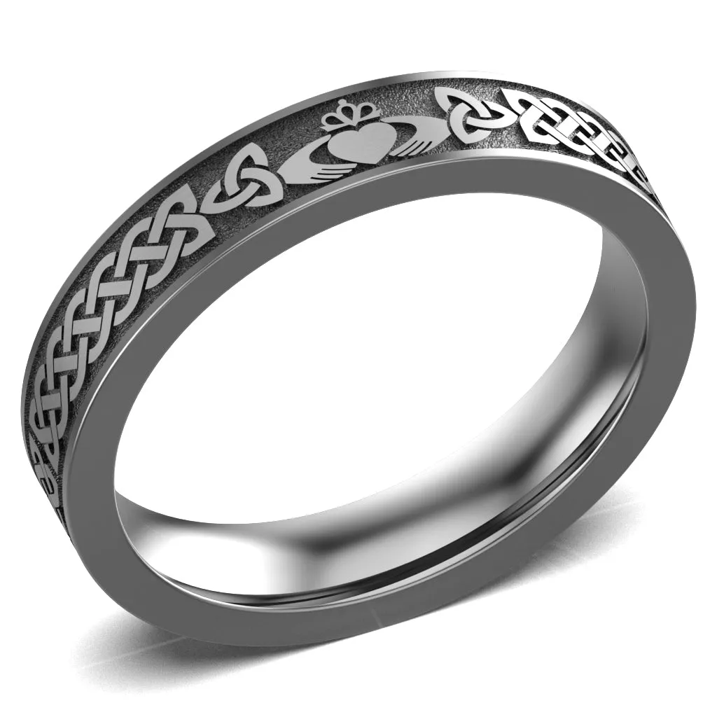 Claddagh Wedding Ring UCL1-TITAN4M-FLAT - TITANIUM
