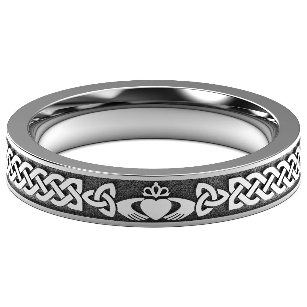 Claddagh Wedding Ring UCL1-TITAN4M-FLAT - TITANIUM