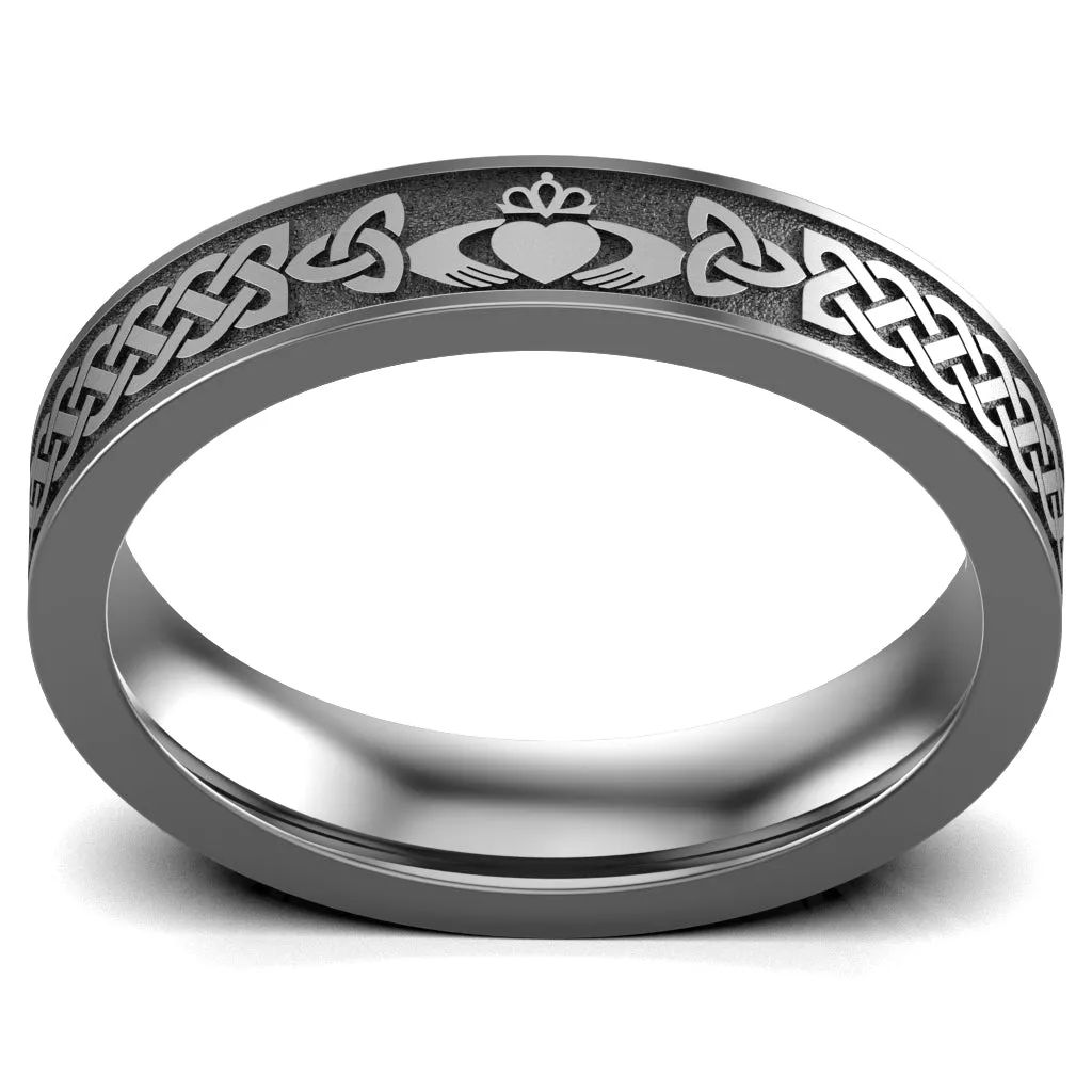 Claddagh Wedding Ring UCL1-TITAN4M-FLAT - TITANIUM