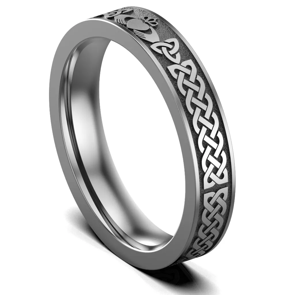 Claddagh Wedding Ring UCL1-TITAN4M-FLAT - TITANIUM