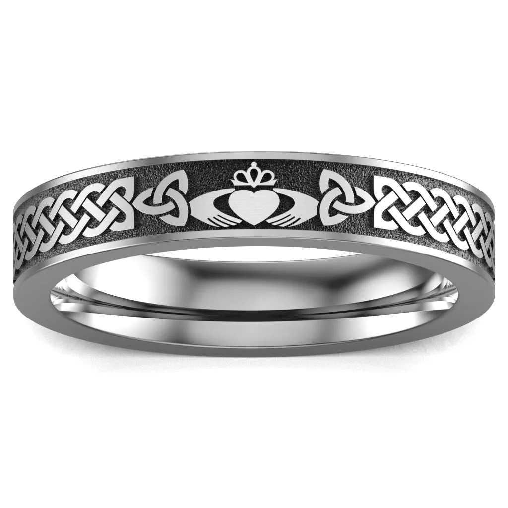 Claddagh Wedding Ring UCL1-TITAN4M-FLAT - TITANIUM