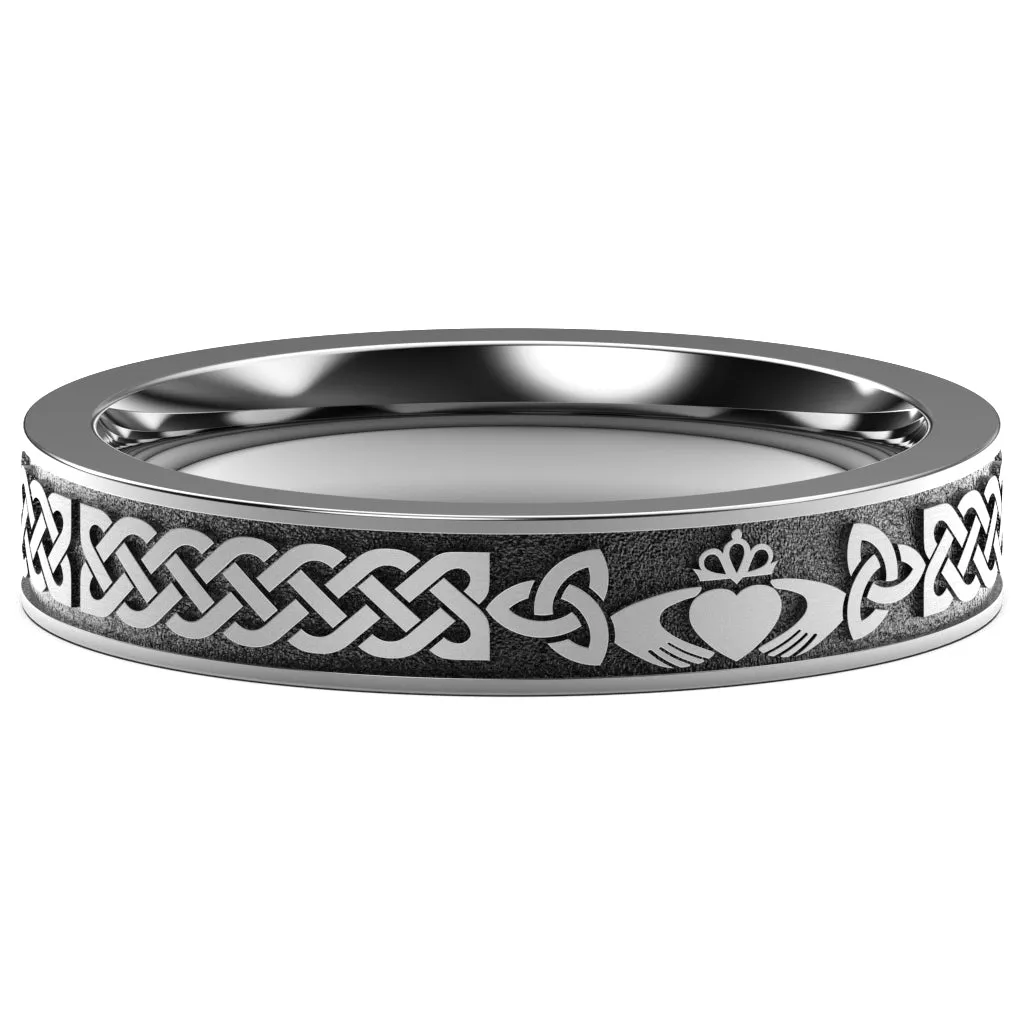Claddagh Wedding Ring UCL1-TITAN4M-FLAT - TITANIUM