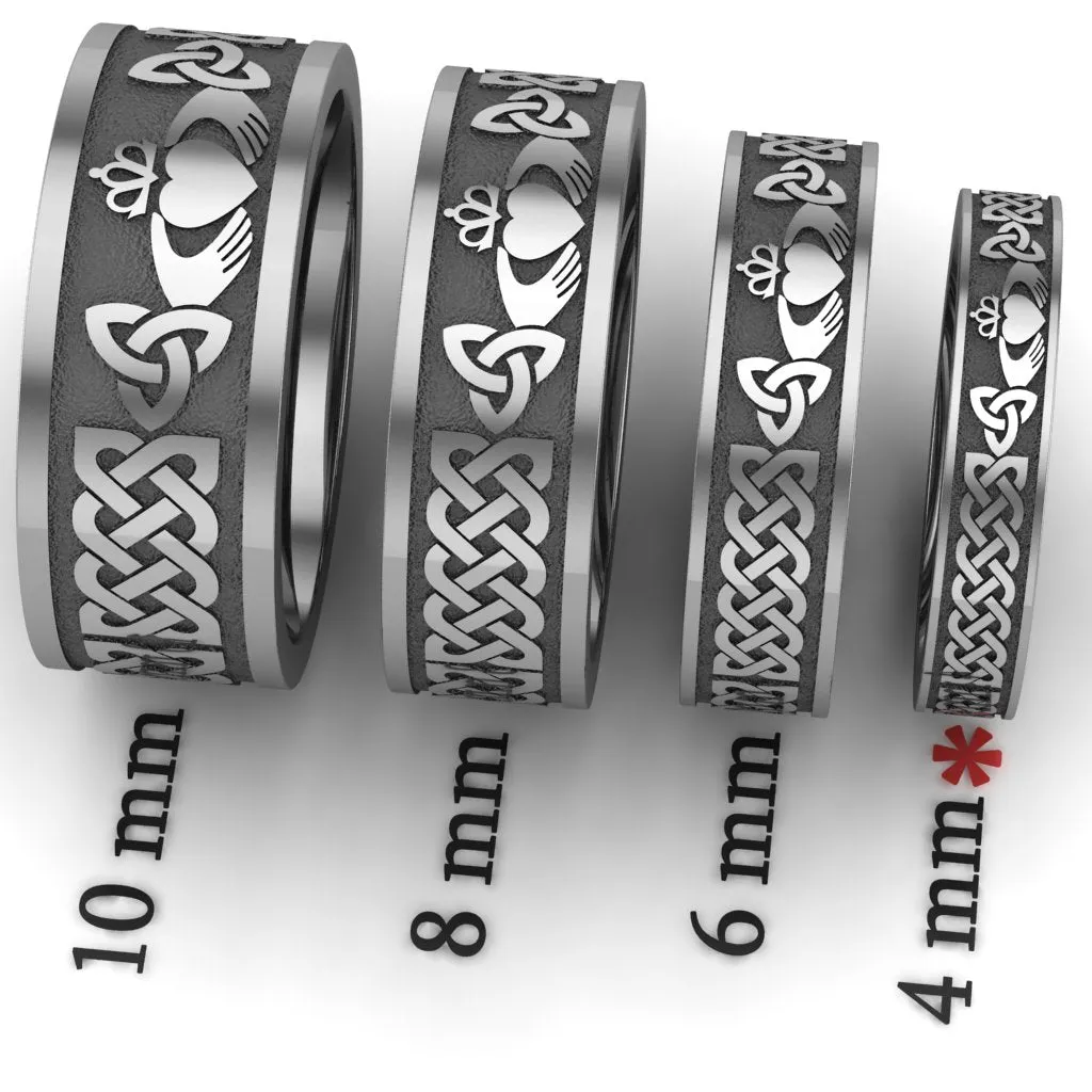 Claddagh Wedding Ring UCL1-TITAN4M-FLAT - TITANIUM