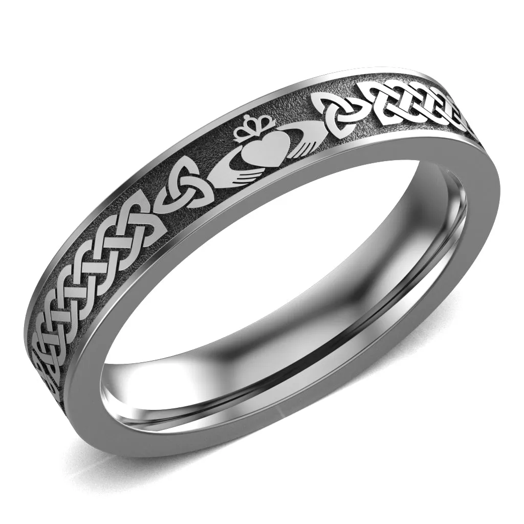Claddagh Wedding Ring UCL1-TITAN4M-FLAT - TITANIUM