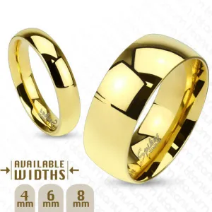 Classic 14K Gold Ion Plated Solid Titanium Domed Wedding Band. Available in 6mm and 8mm Widths. Couple Ring