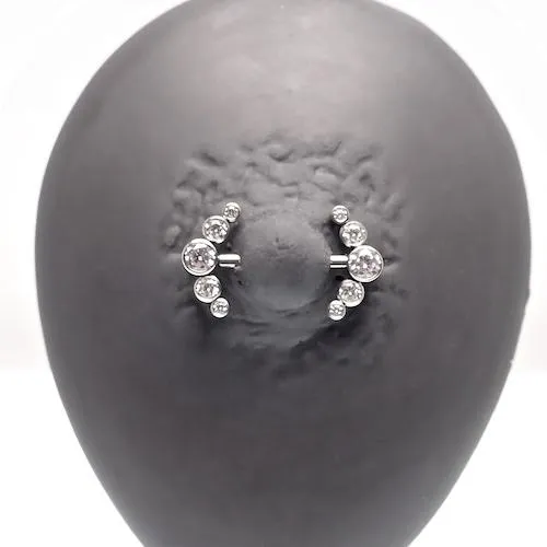 Clear CZ Push Fit Nipple Cluster 12g, 14g, 16g