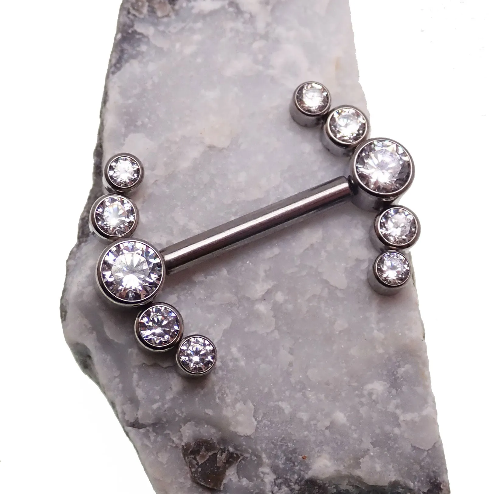 Clear CZ Push Fit Nipple Cluster 12g, 14g, 16g