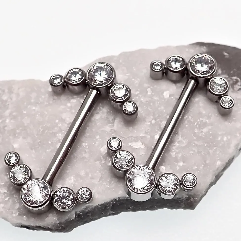 Clear CZ Push Fit Nipple Cluster 12g, 14g, 16g