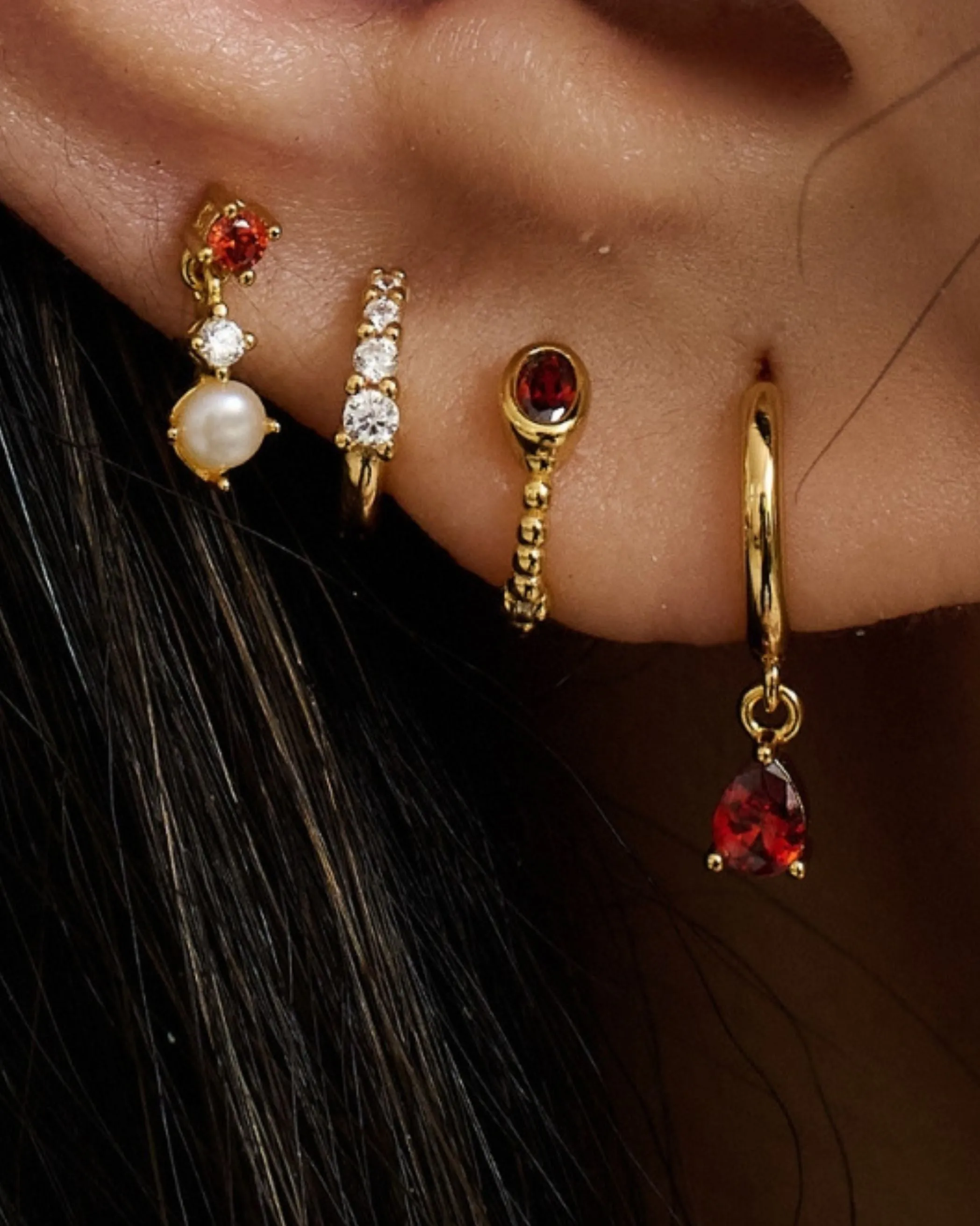 Clio Garnet Earrings Set