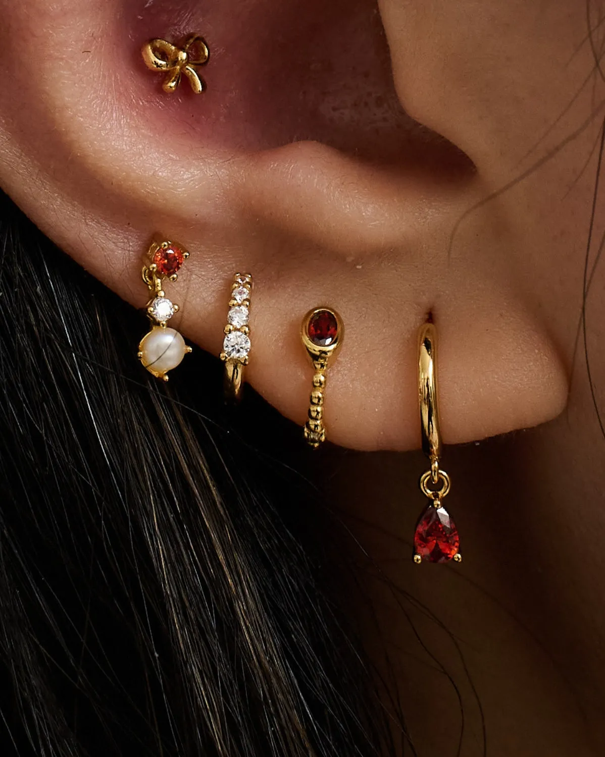 Clio Garnet Earrings Set