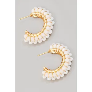 Cluster Beaded Hoop Earrings