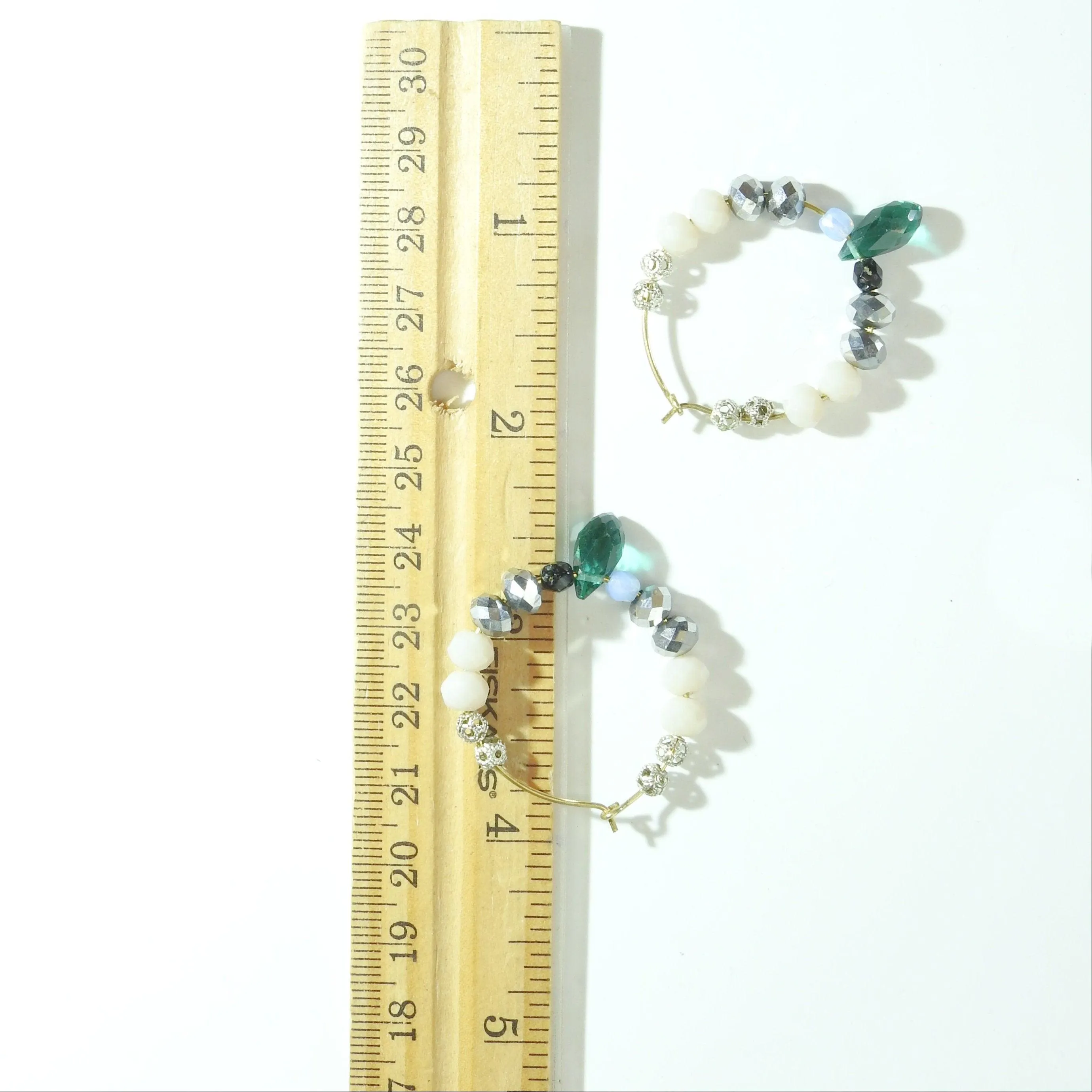 Colorful beaded hoop earrings