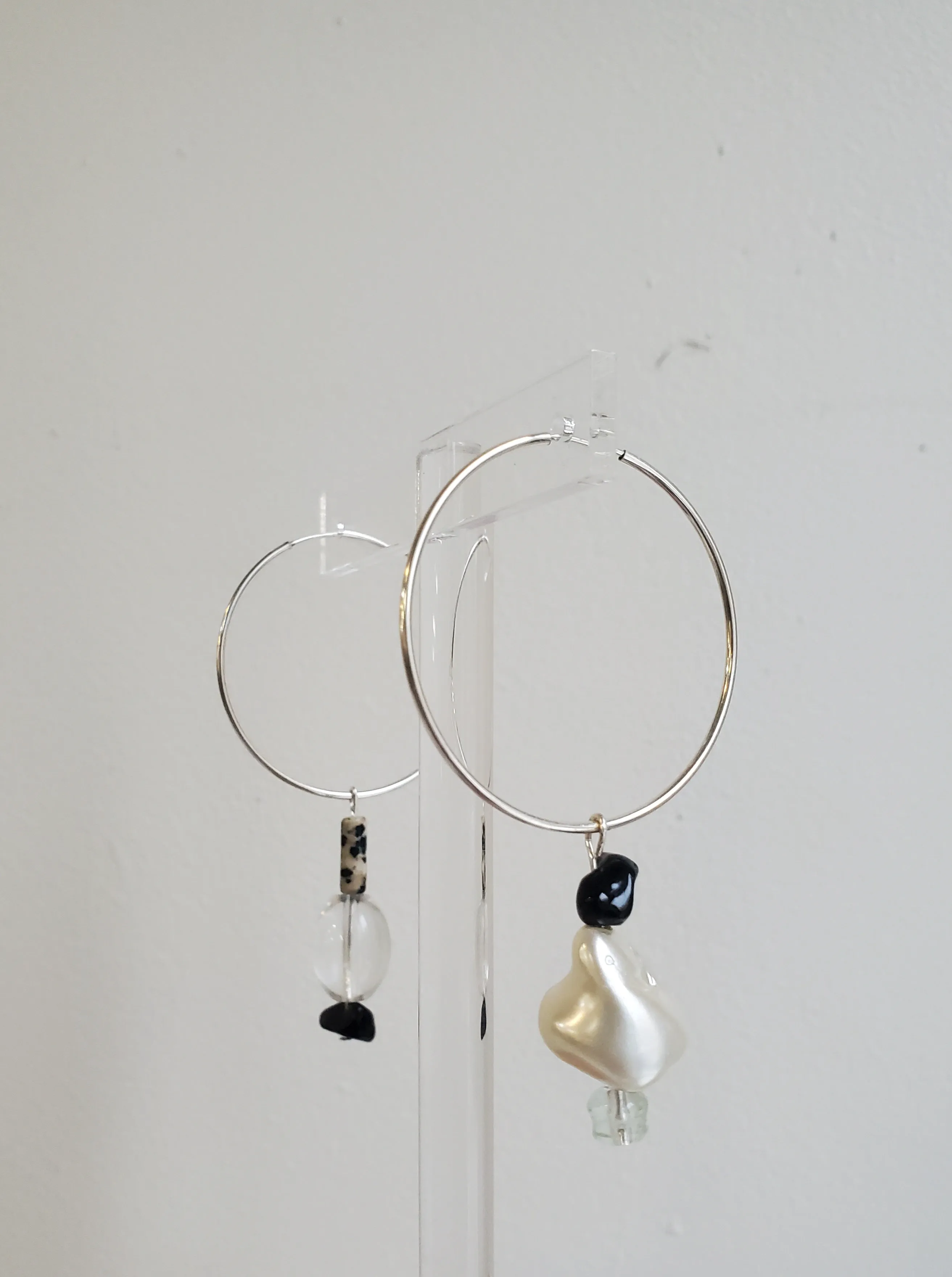 Confetti Hoop Earrings - Sterling Silver natural multi