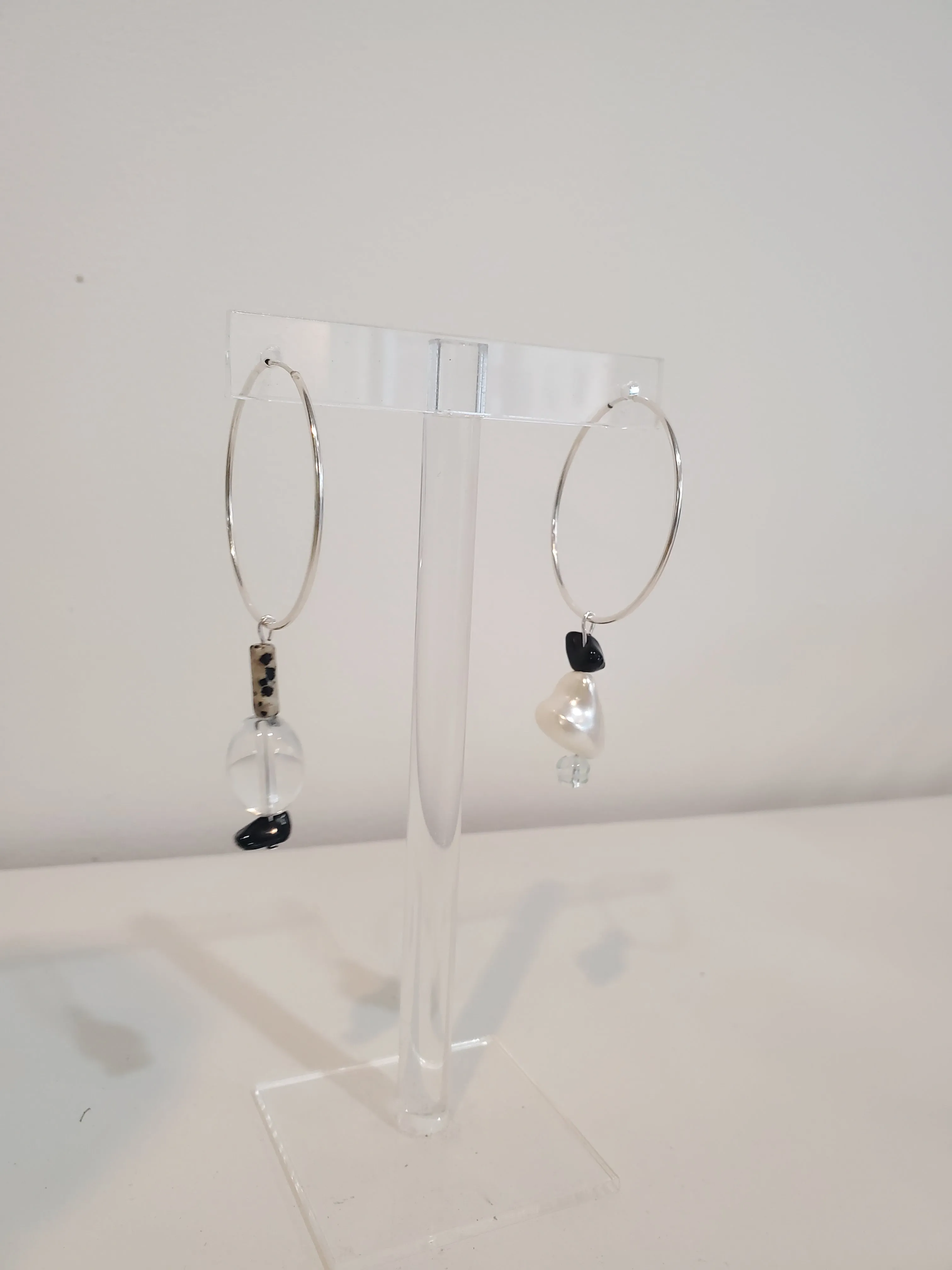 Confetti Hoop Earrings - Sterling Silver natural multi