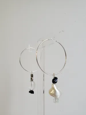 Confetti Hoop Earrings - Sterling Silver natural multi