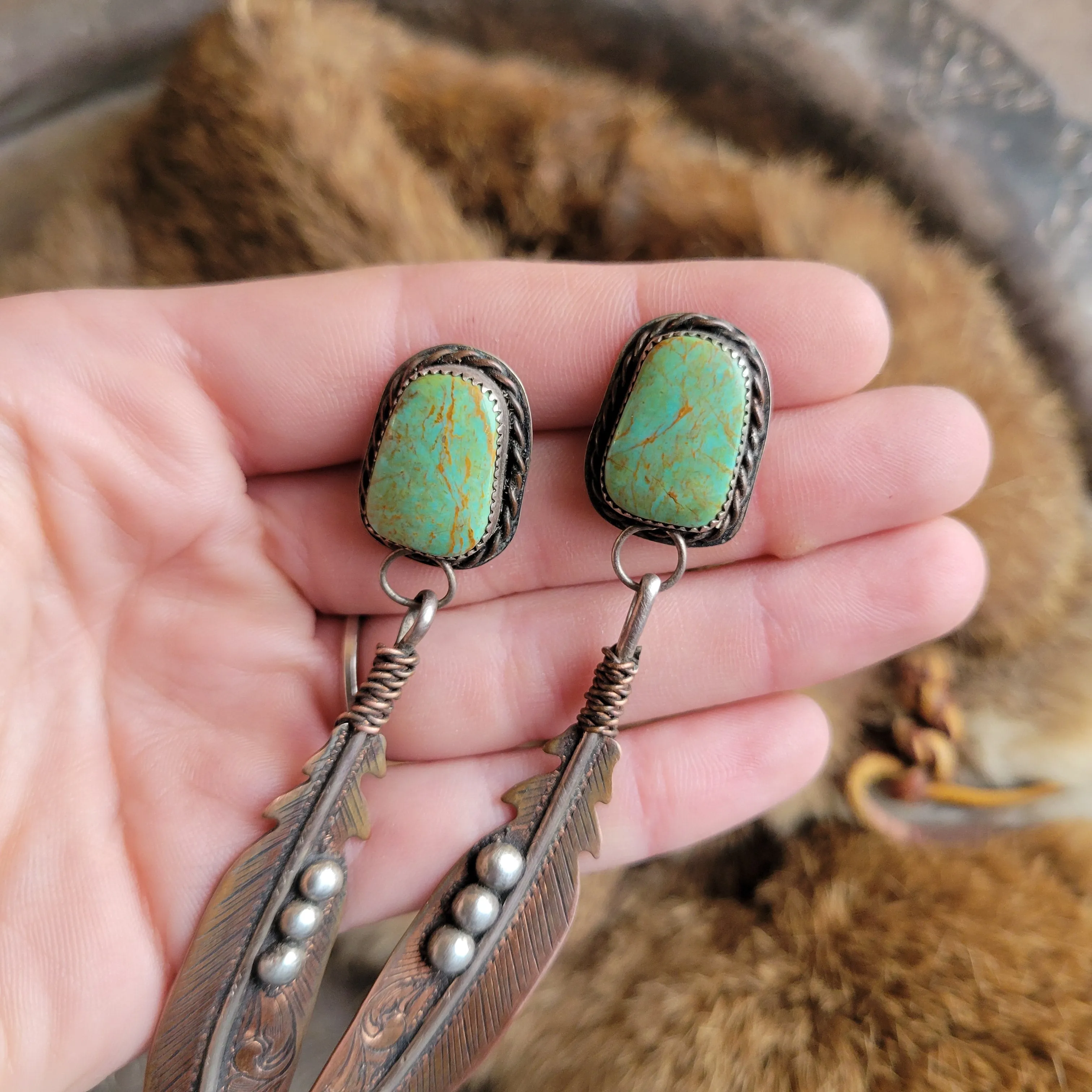 Copper Feather Earrings